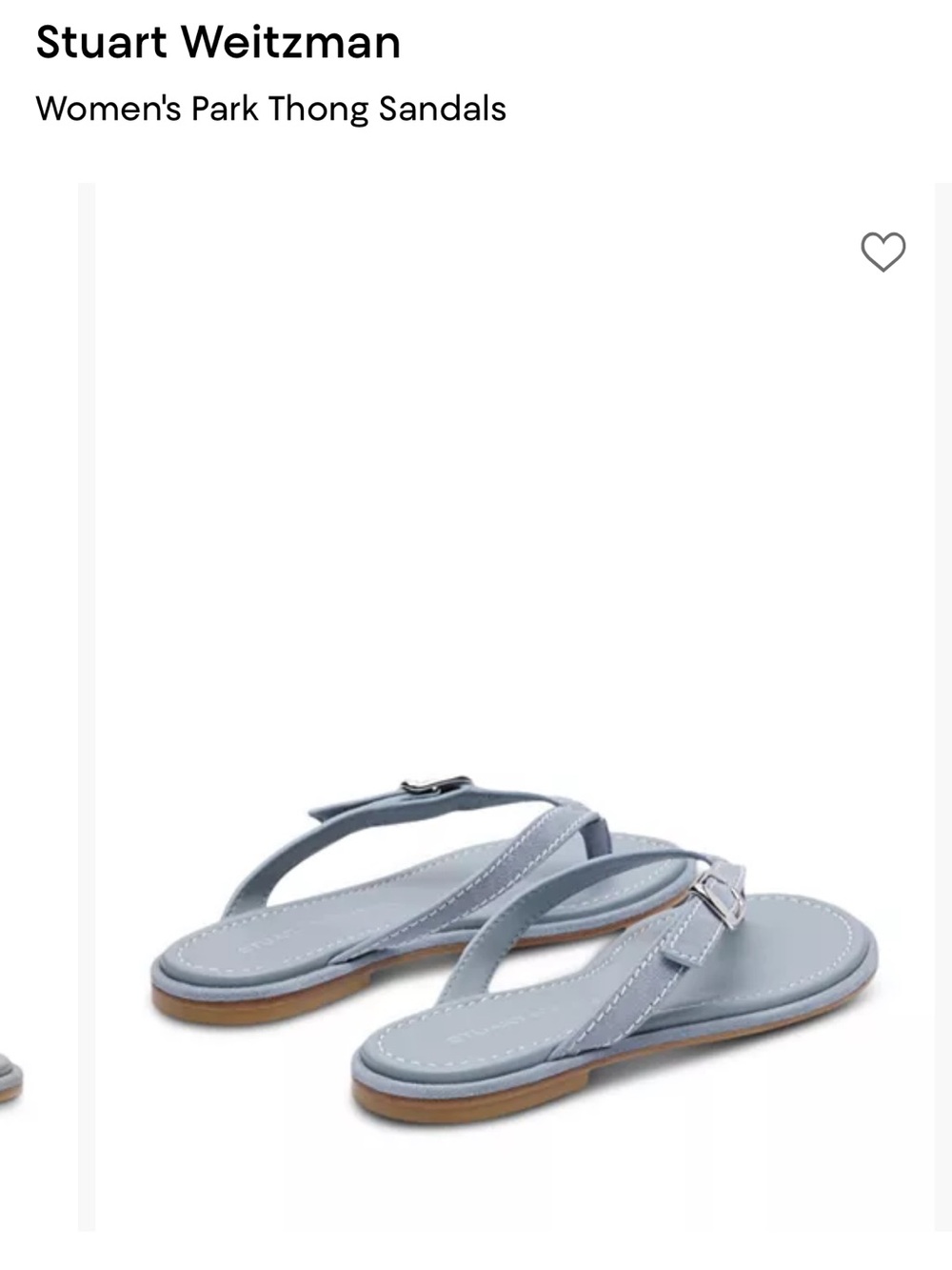 NEW Stuart Weitzman Light Blue Leather Thong Sandals with Silver Buckle